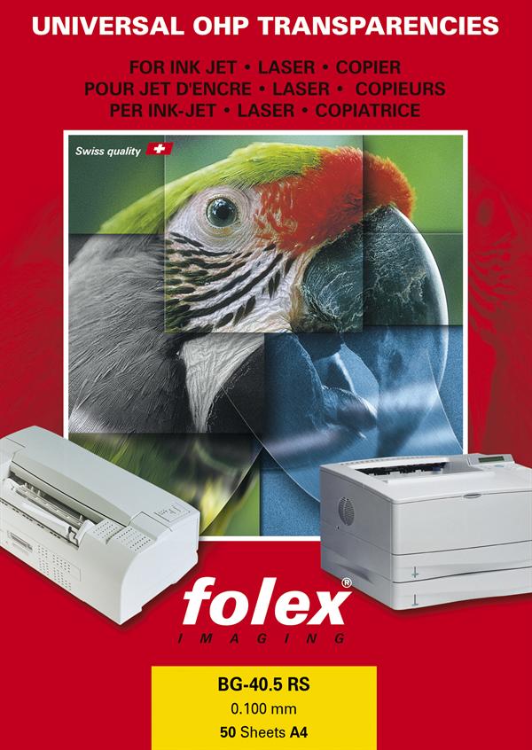 Folex BG405RS A4 inkjetfilm, laserfilm, kopifilm m.m., 50 pr. ks.